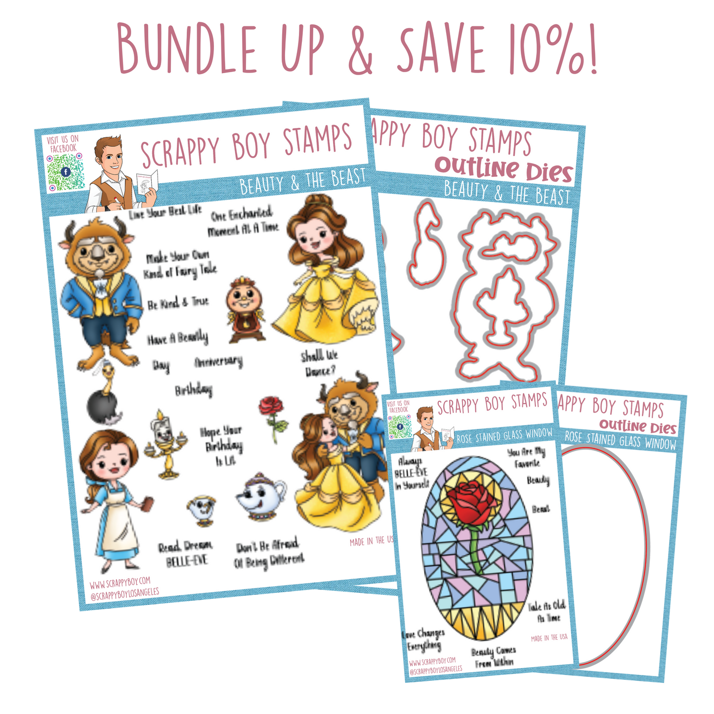 
                  
                    Bundle - Beauty & the Beast Stamp & Outline Dies scrappyboystamps
                  
                