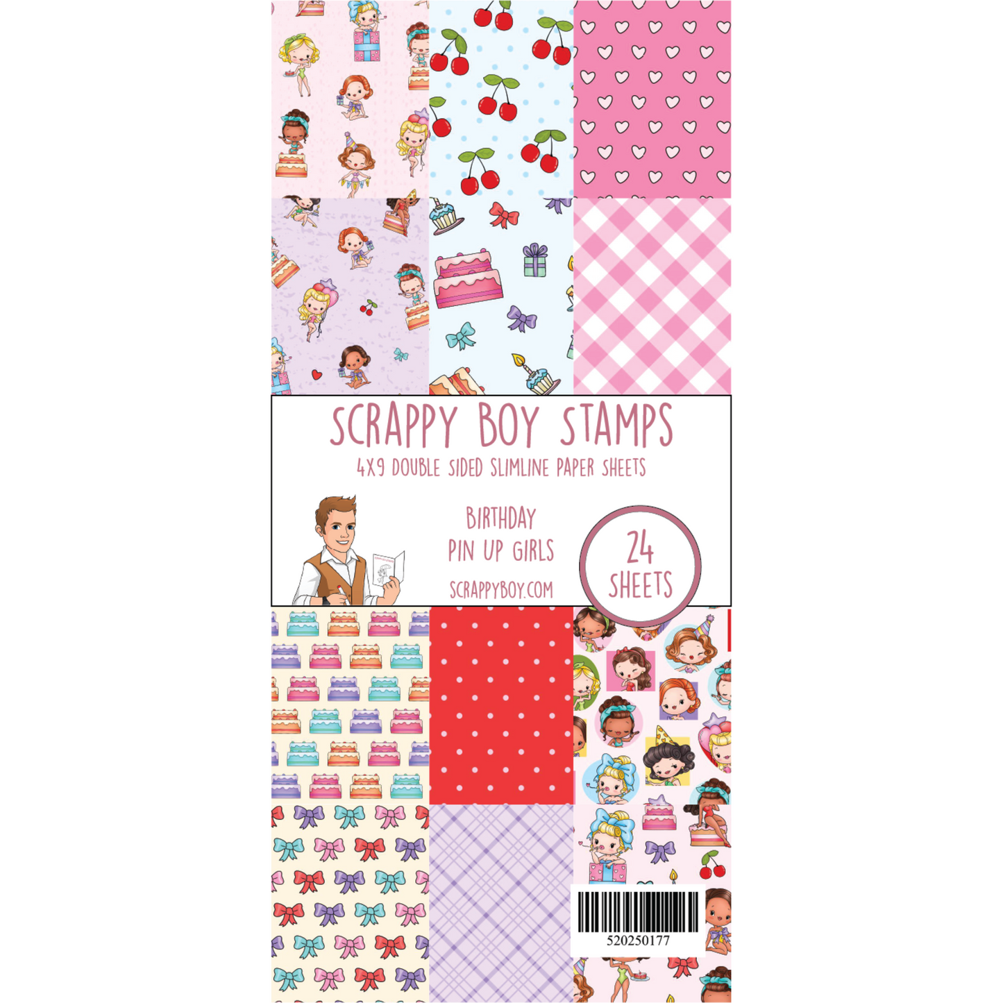 Birthday Pin Up Girls 4x9 Paper Pack scrappyboystamps