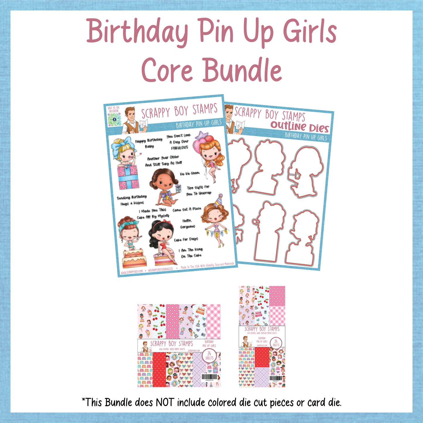 Core Bundle - Birthday Pin Up Girls Scrappy Boy Stamps