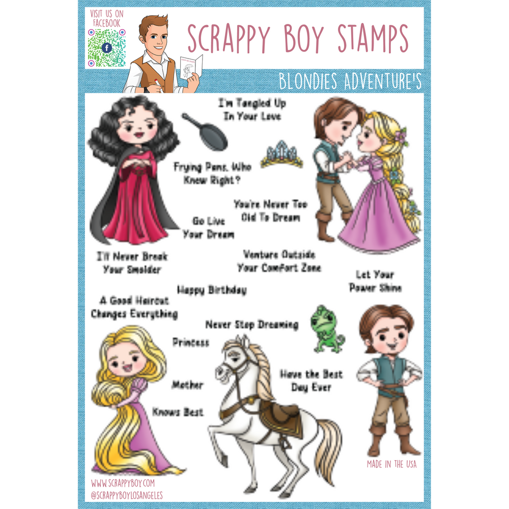 Bundle - Blondie's Adventures & Let Down Your Hair Stamps & Outline Dies scrappyboystamps