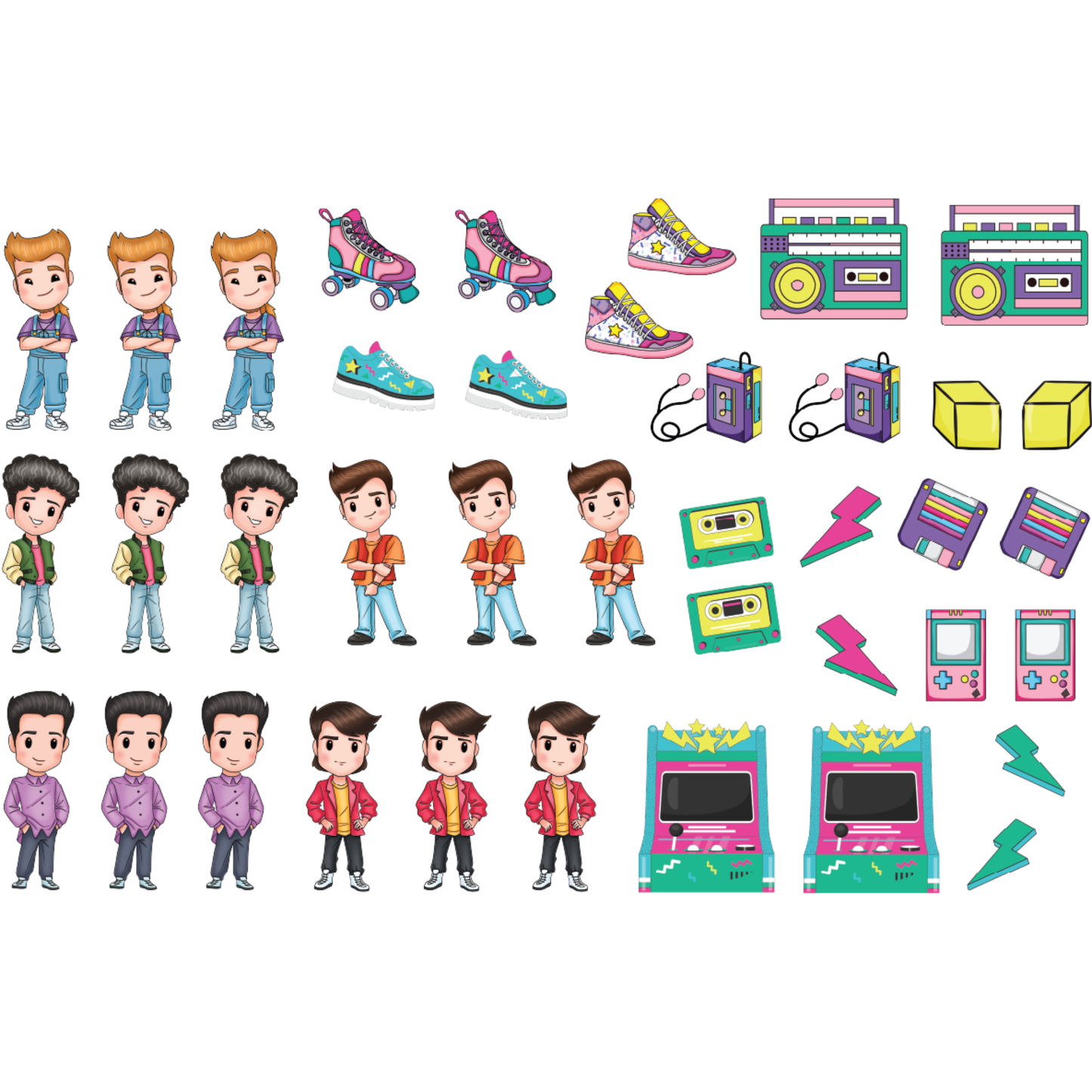 Boy Band Colored Die Cut Pieces