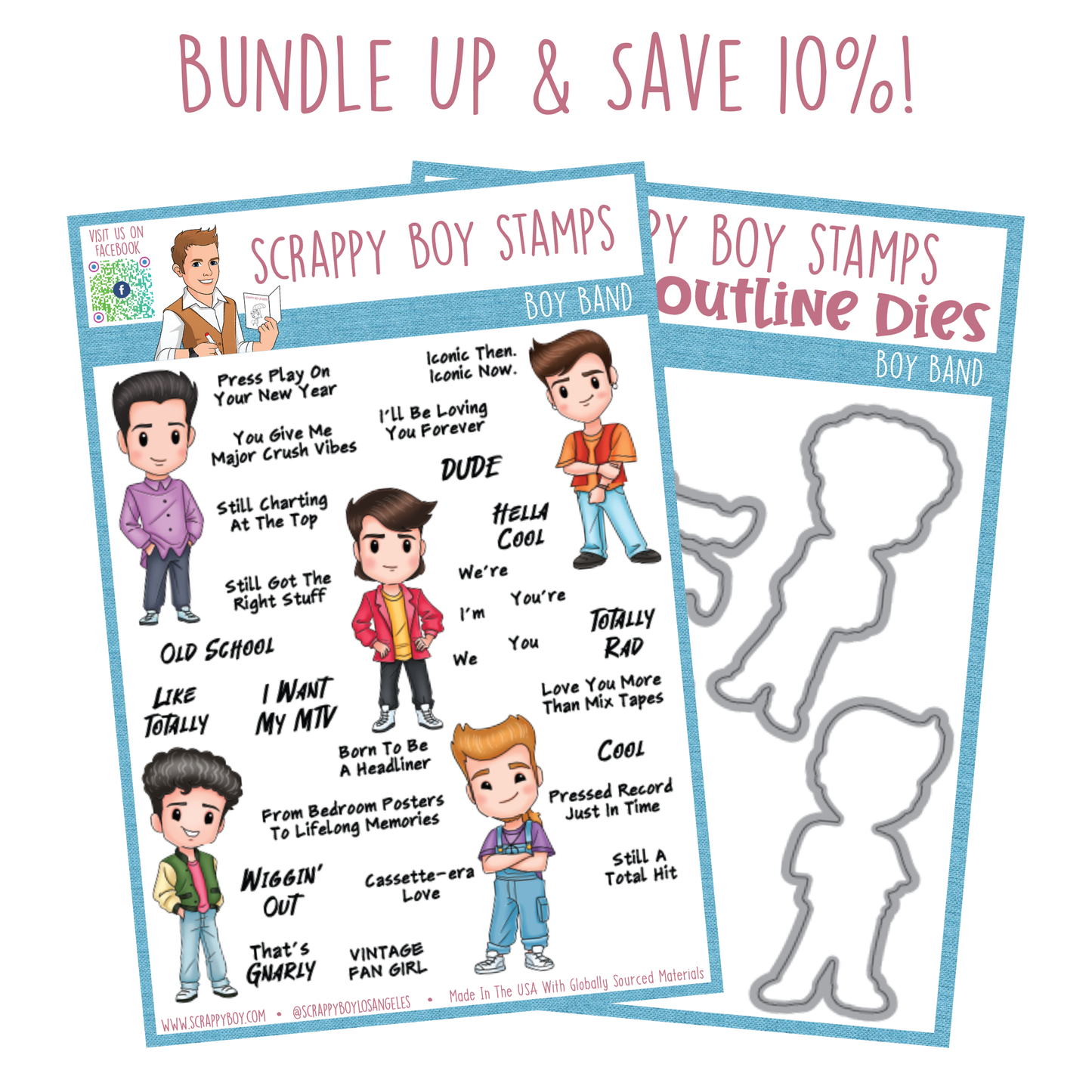 Boy Band Stamp & Outline Die Bundle