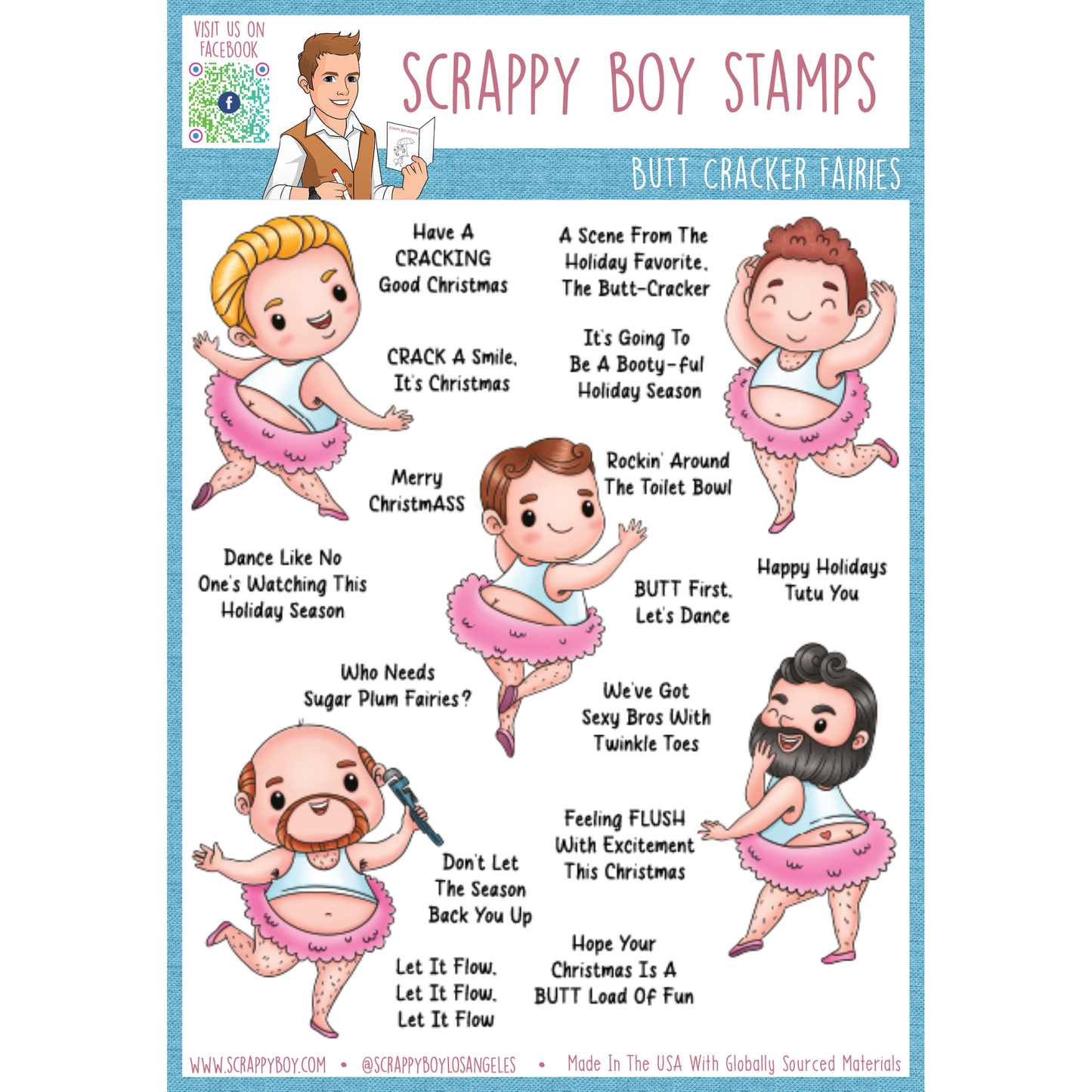 Butt Cracker Fairies - 6x8 Stamp Set Scrappy Boy Stamps
