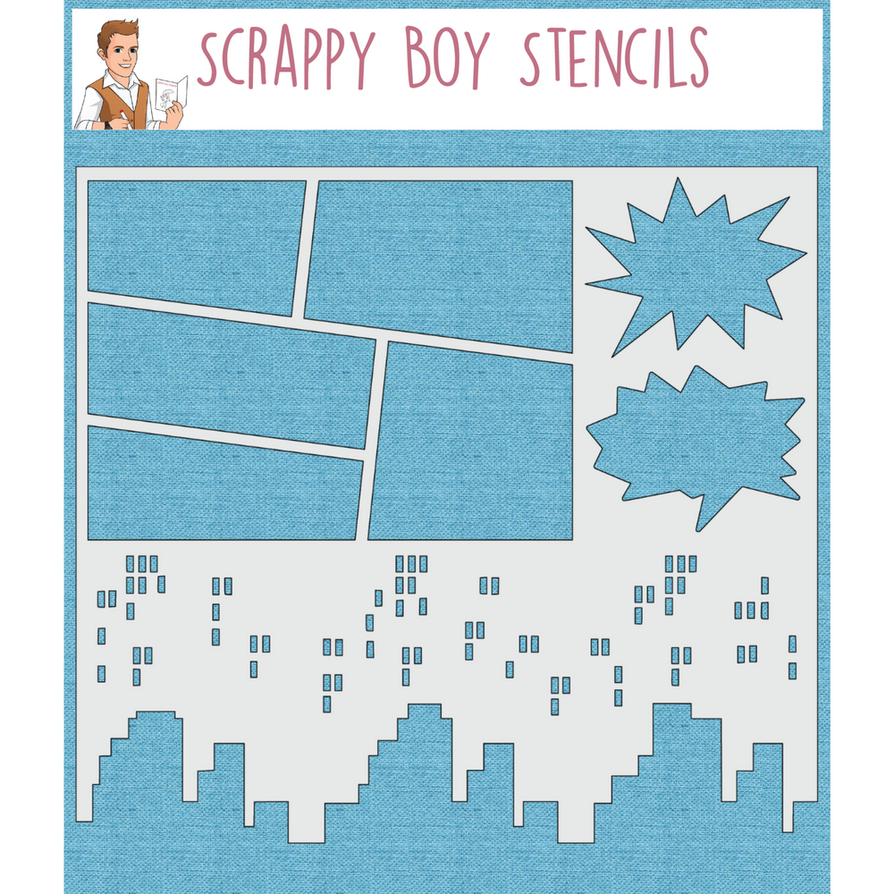 Champions Comic Builder Stencil scrappyboystamps