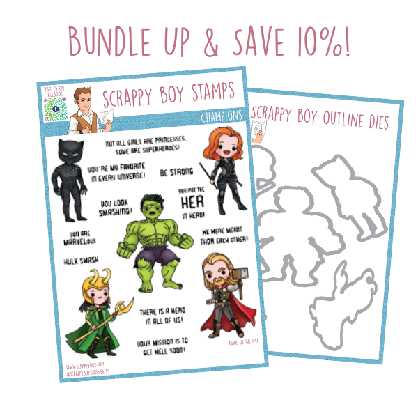 Bundle - Champions Stamp & Outline Dies scrappyboystamps