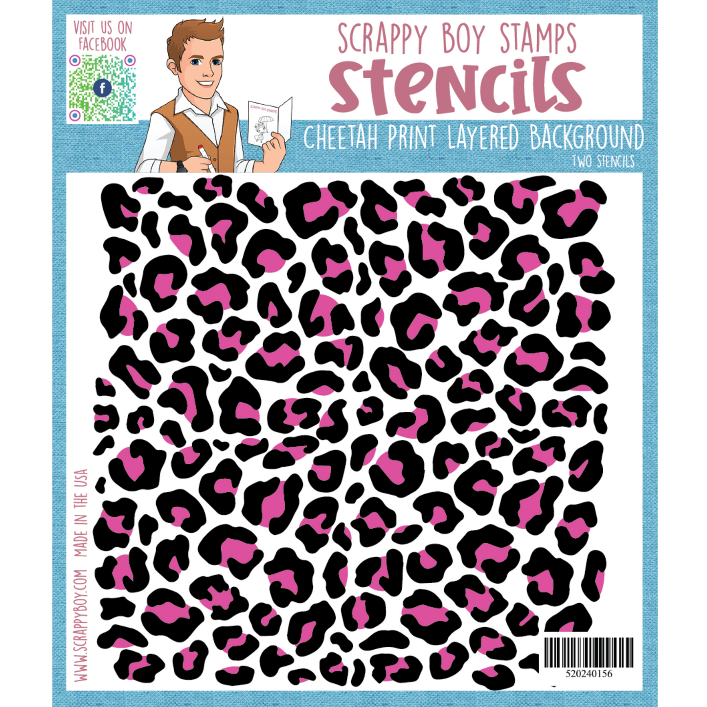 Cheetah Print Layered Background Stencils scrappyboystamps