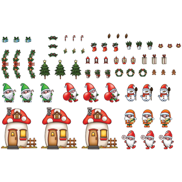 Christmas Build A Gnome Home - Colored Die Cut Pieces Scrappy Boy Stamps