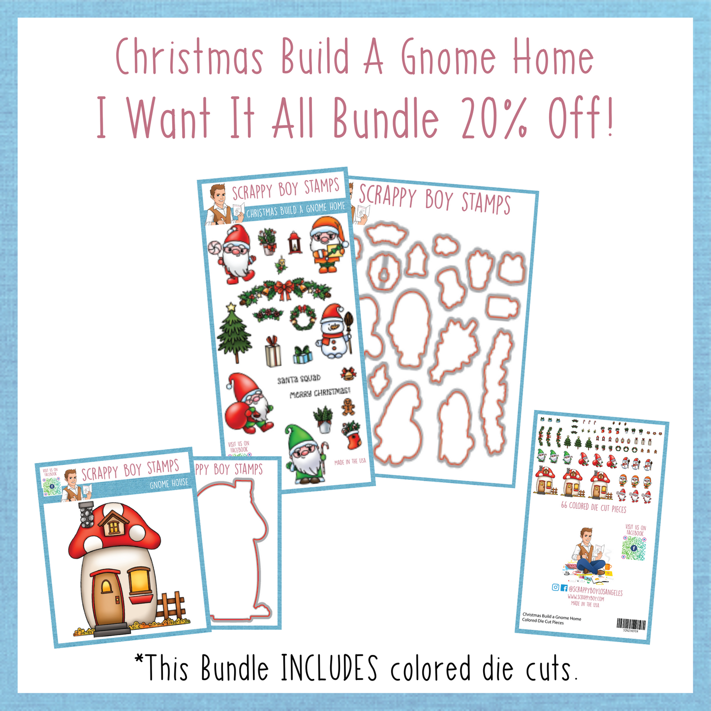 I Want It All Bundle - Christmas Build A Gnome Home Release Scrappy Boy Stamps