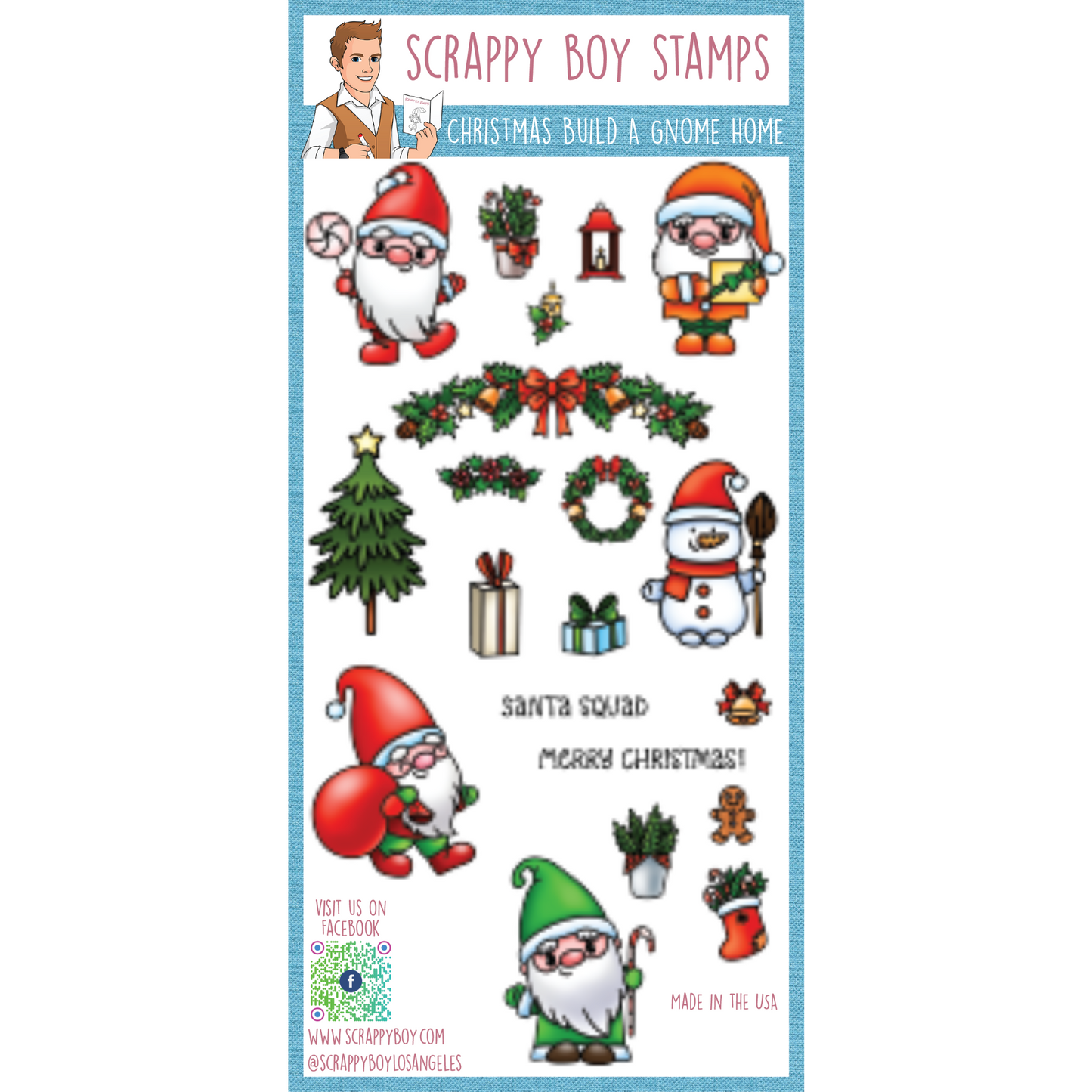 Christmas Build A Gnome Home - 4x8 Stamp Set scrappyboystamps