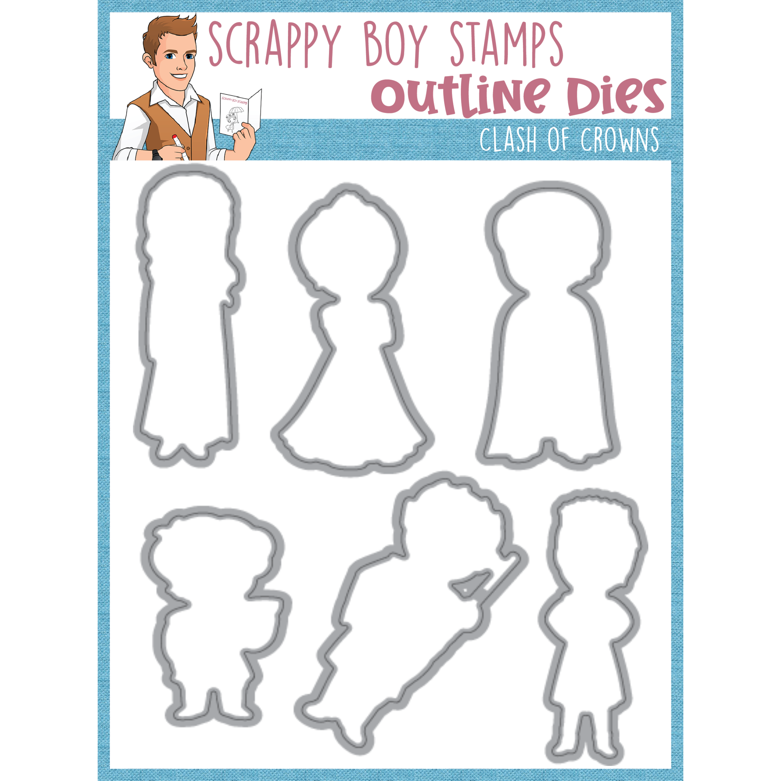 Outline Dies - Clash of Crowns - Scrappy Boy Stamps