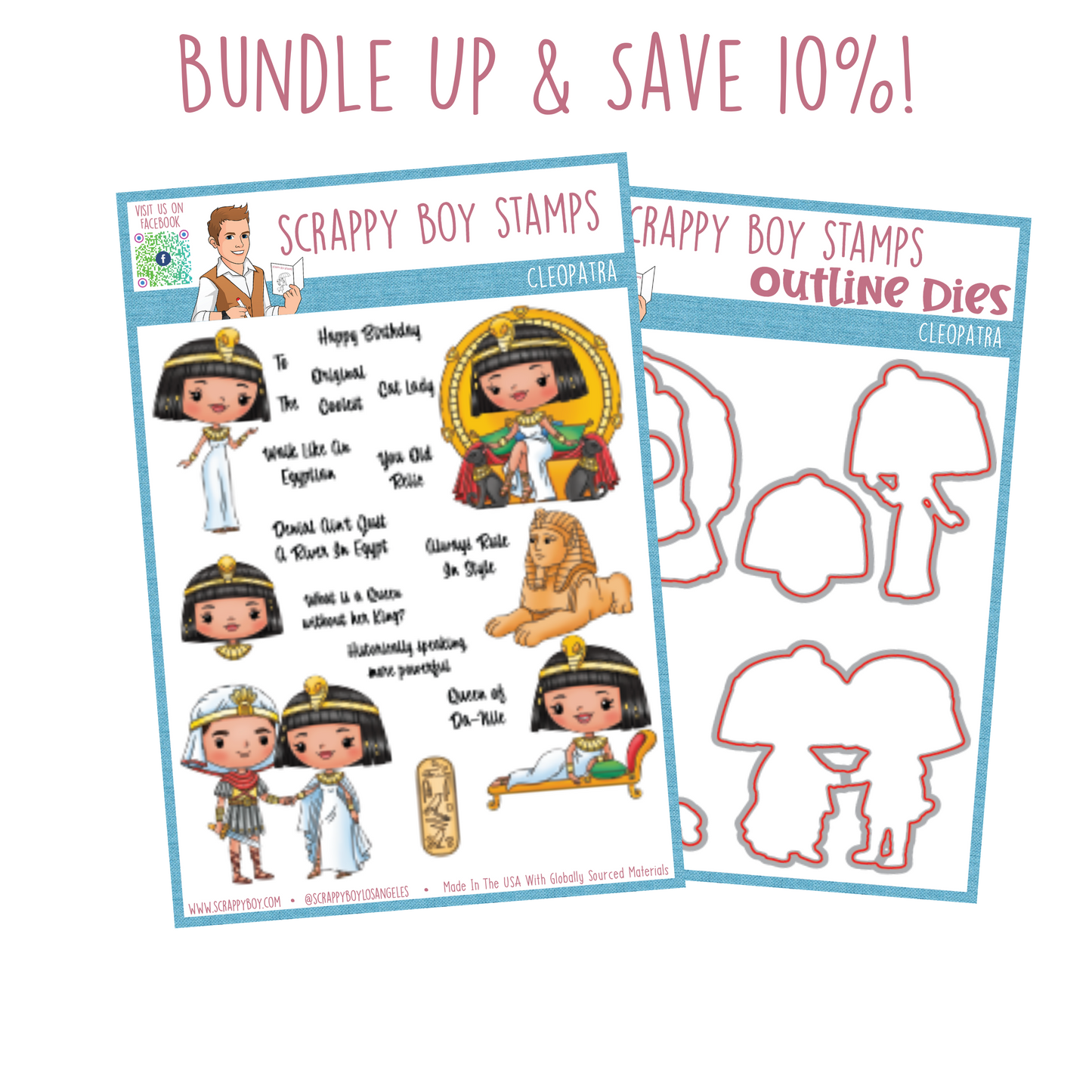 Bundle - Cleopatra Stamp & Outline Dies Scrappy Boy Stamps