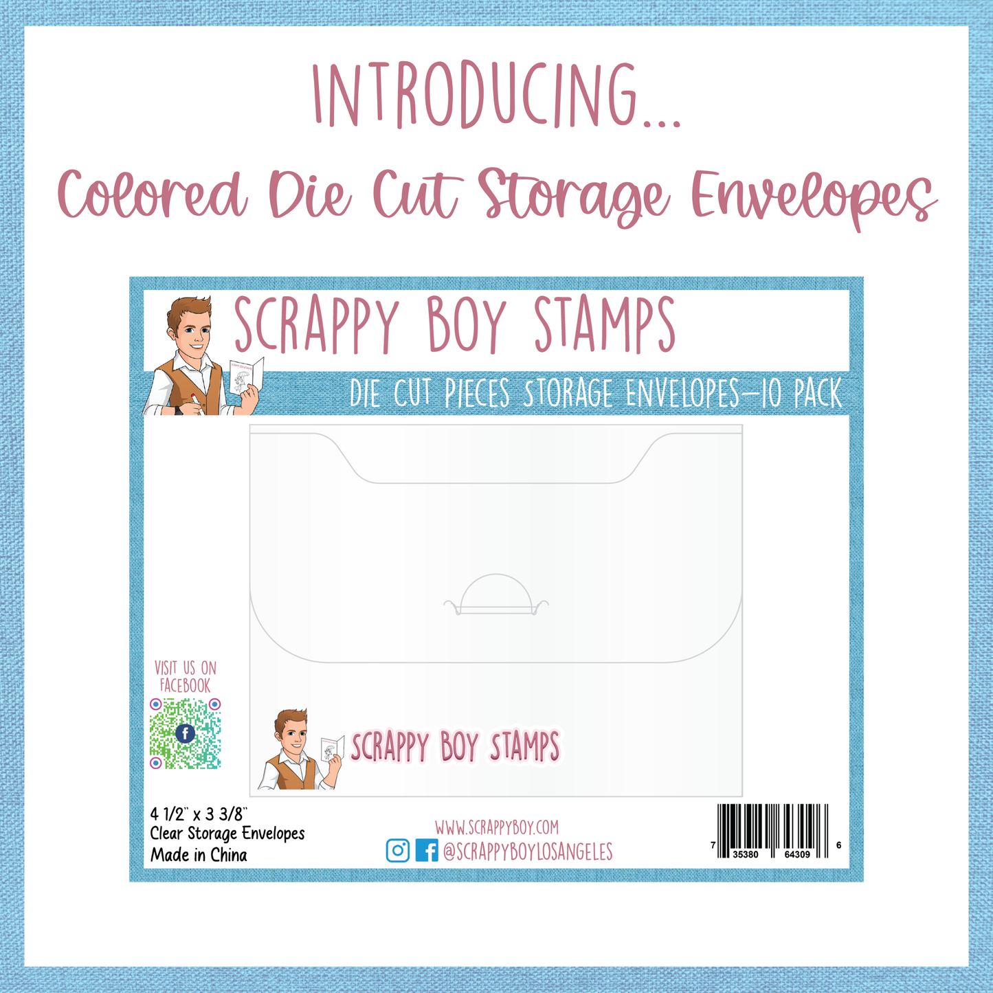 Die Cut Pieces Storage Envelopes 10 pack - Branded Scrappy Boy Stamps