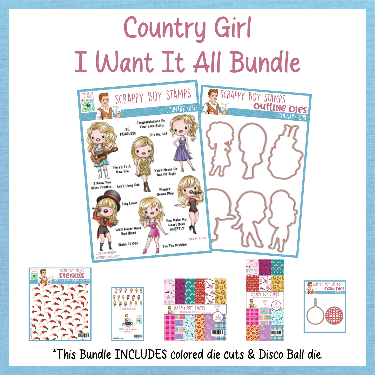 I Want It All Bundle - Country Girl Release Scrappy Boy Stamps