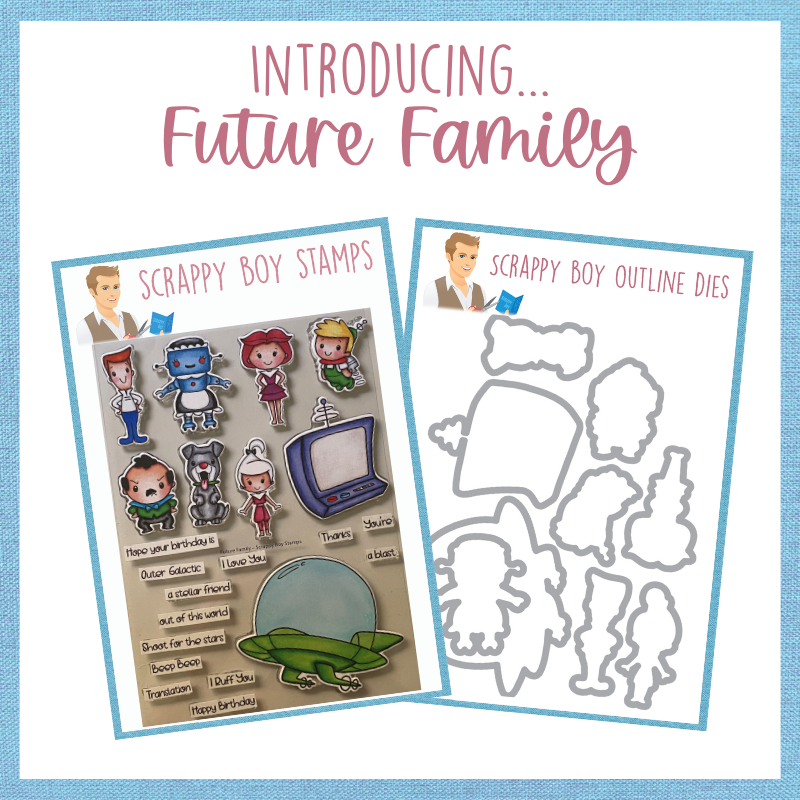 Future Family stamps & outline dies, cartoon space family