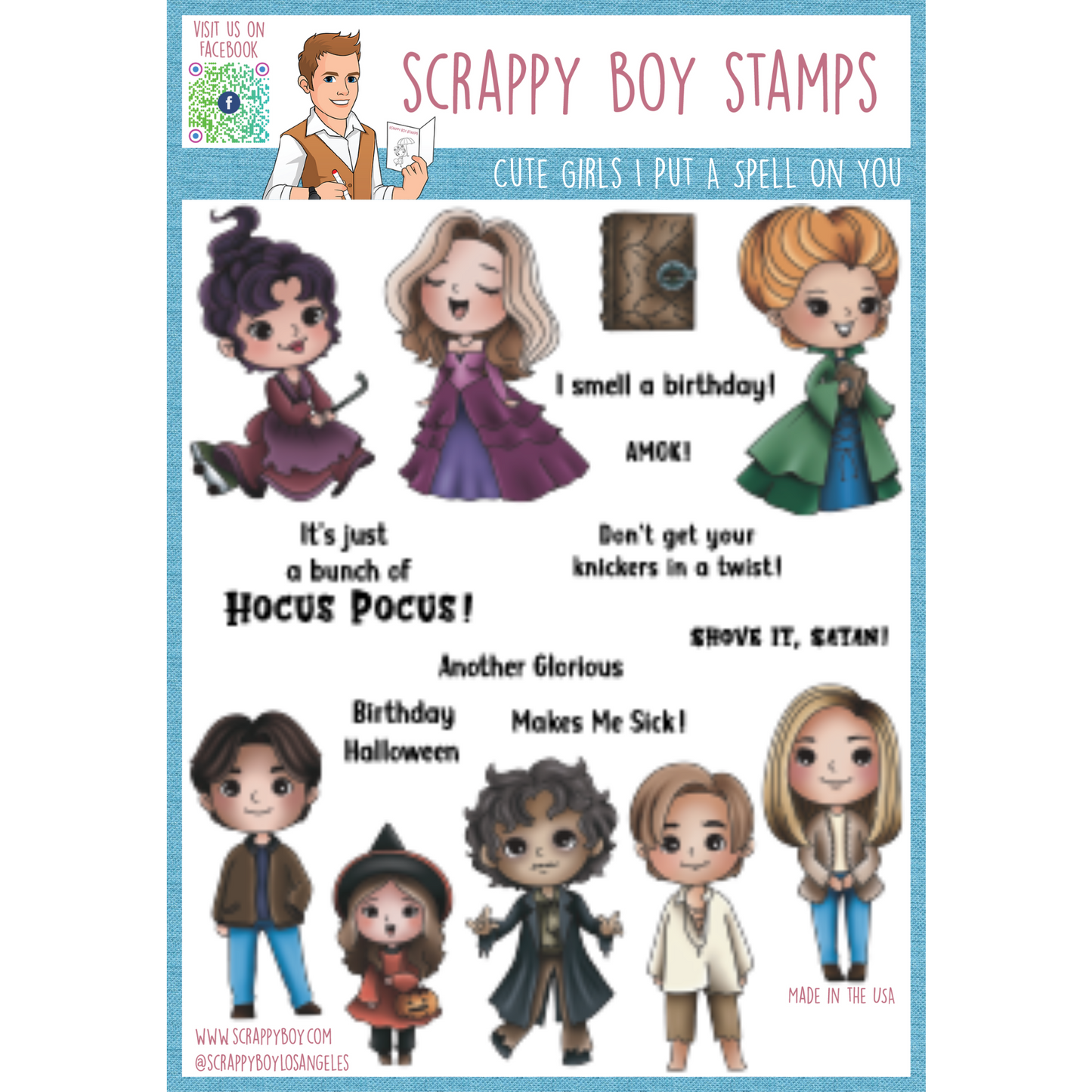 Cute Girls I Put A Spell On You - 6x8 Stamp Set Scrappy Boy Stamps