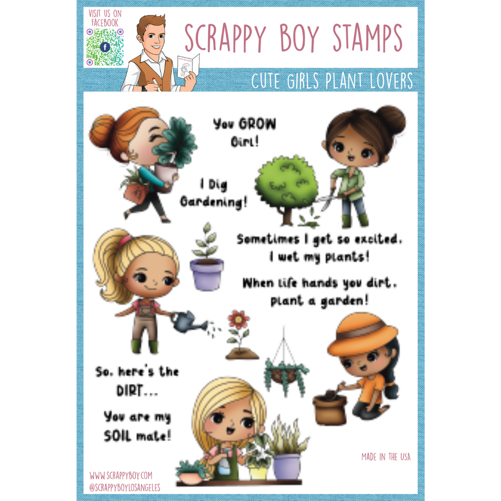 Cute Girls Plant Lovers - 6x8 Stamp Set