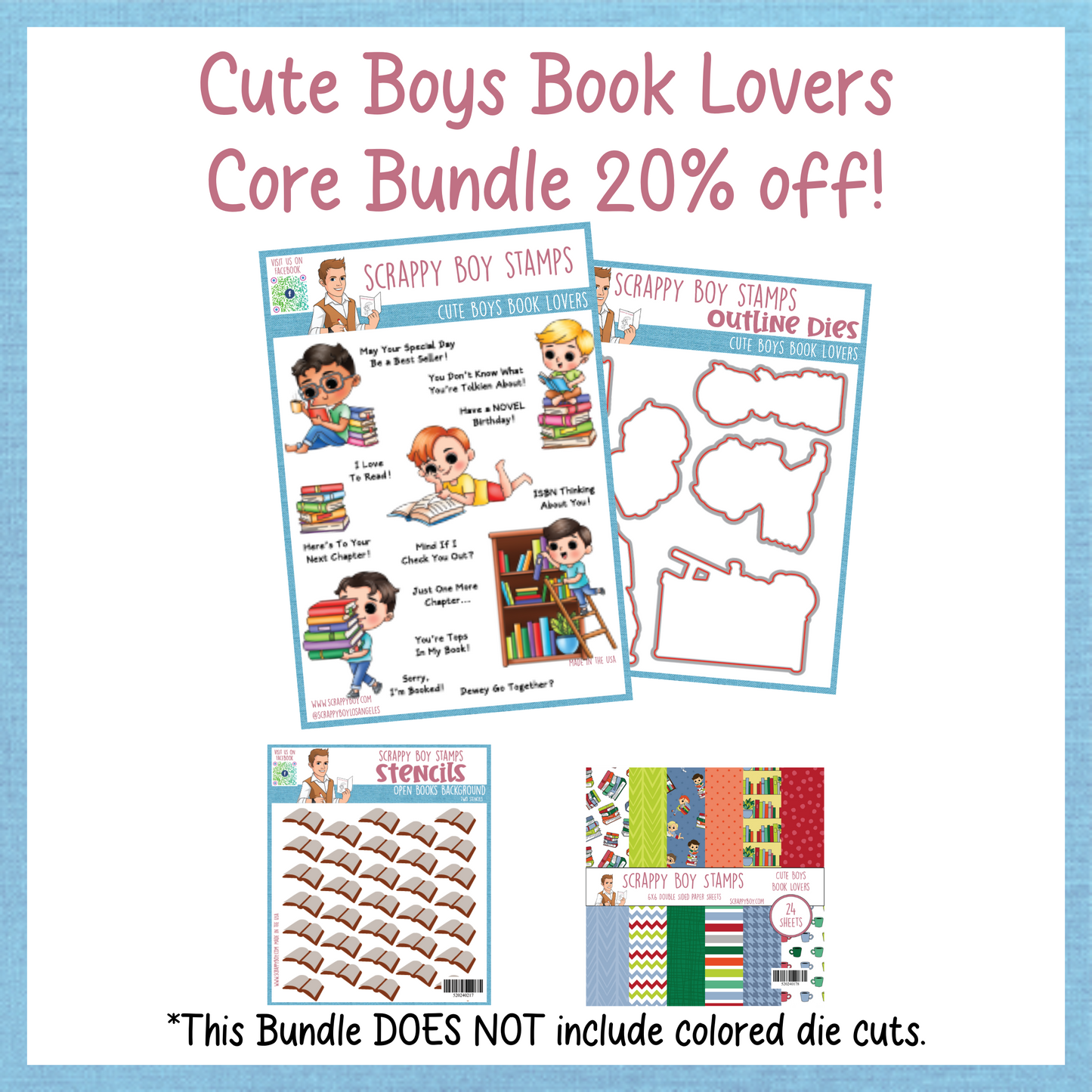 Core Bundle - Cute Boys Book Lovers Release Scrappy Boy Stamps