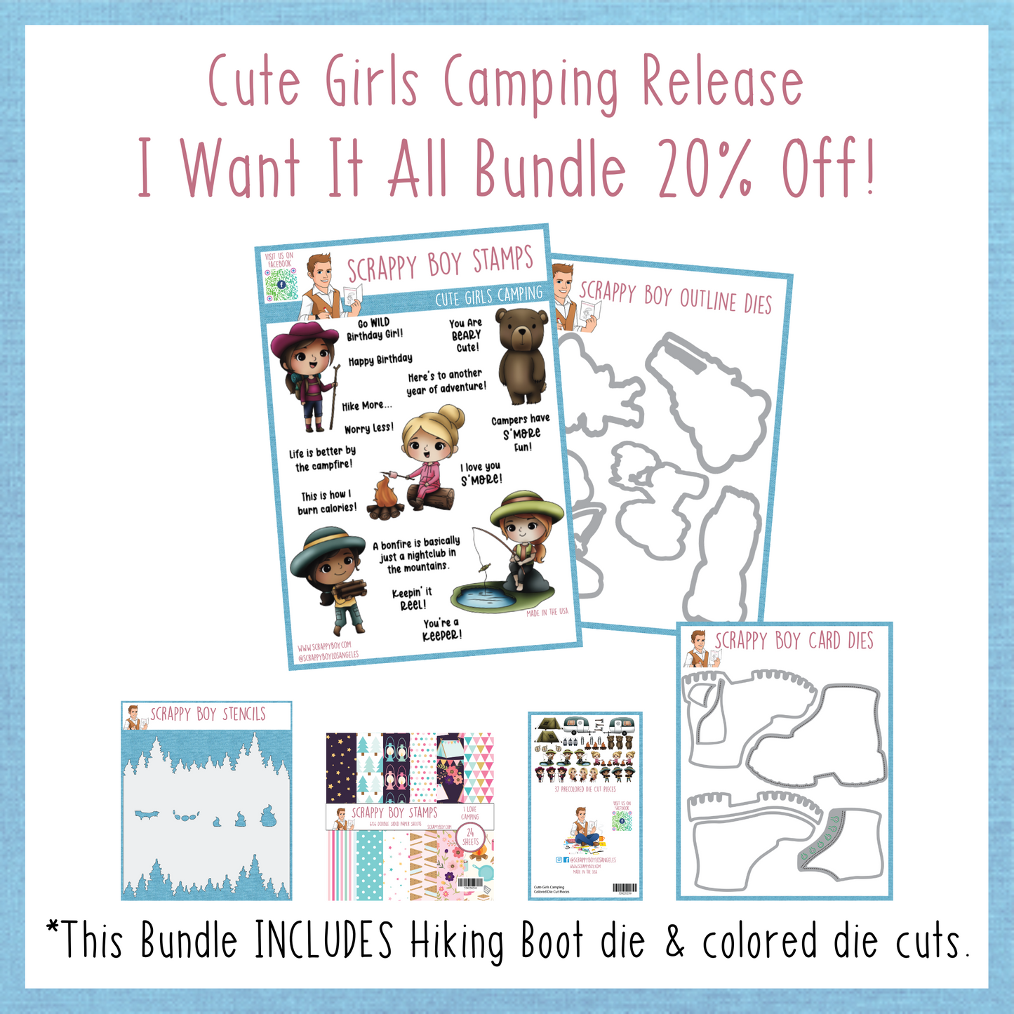 
                  
                    I Want It All Bundle - Cute Girls Camping Release scrappyboystamps
                  
                