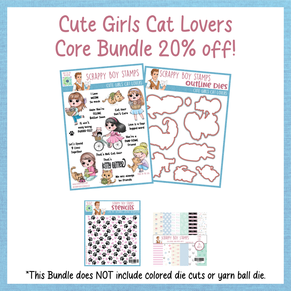 Core Bundle - Cute Girls Cat Lovers Release Scrappy Boy Stamps