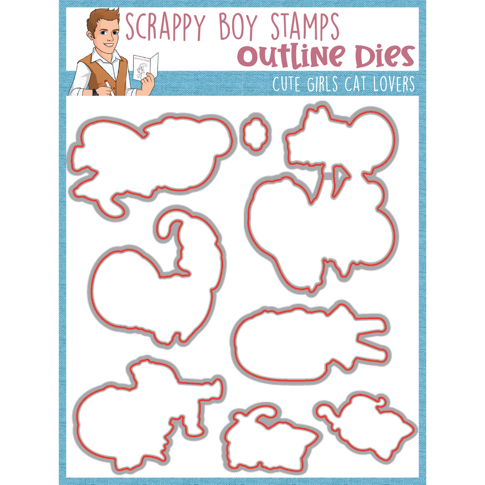 Outline Dies - Cute Girls Cat Lovers scrappyboystamps