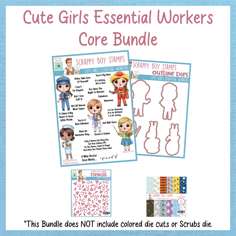 Core Bundle - Cute Girls Essential Workers Release Scrappy Boy Stamps