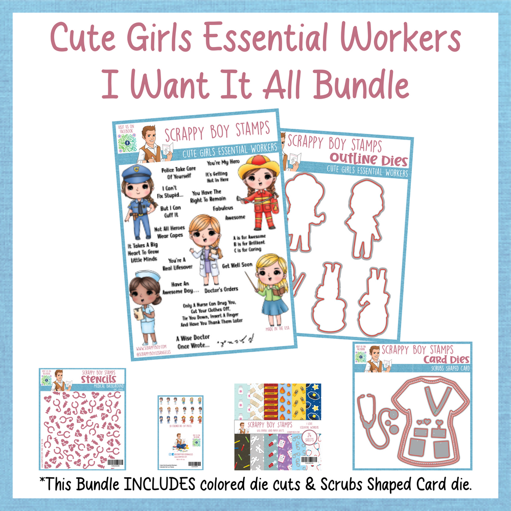 I Want It All Bundle - Cute Girls Essential Workers Release Scrappy Boy Stamps