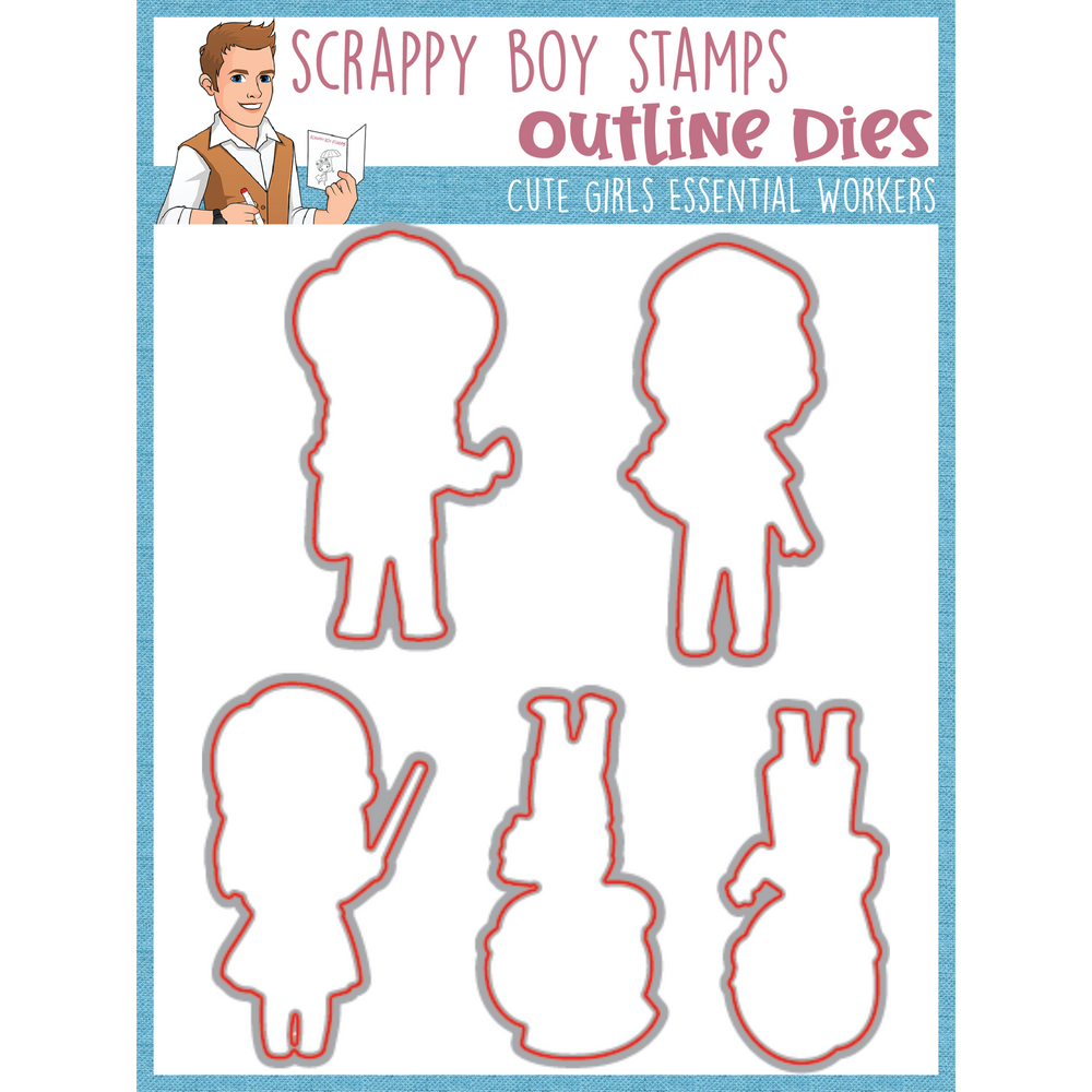 Outline Dies - Cute Girls Essential Workers scrappyboystamps