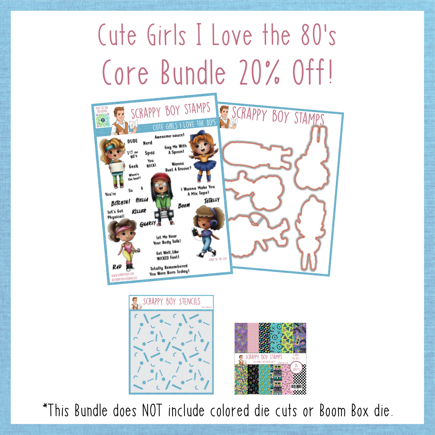 
                  
                    Core Bundle - Cute Girls I Love the 80's Release Scrappy Boy Stamps
                  
                