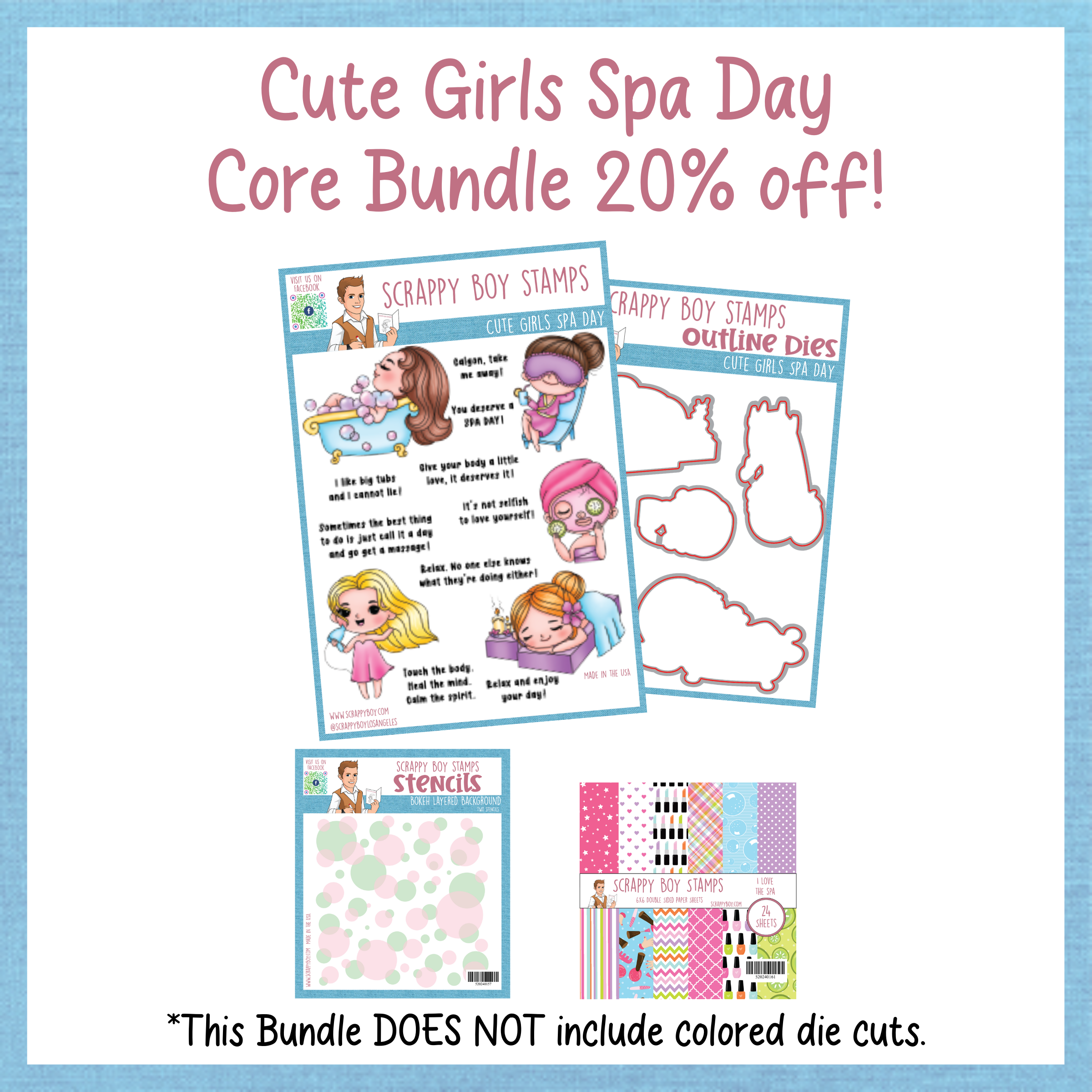 Core Bundle - Cute Girls Spa Day Release - Scrappy Boy Stamps