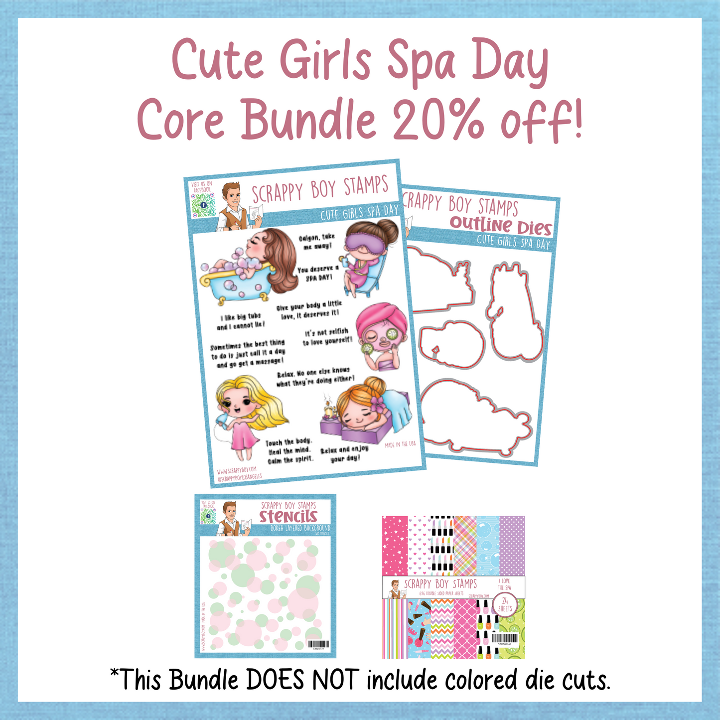 Core Bundle - Cute Girls Spa Day Release Scrappy Boy Stamps