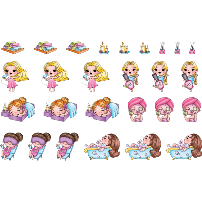 Cute Girls Spa Day - Colored Die Cut Pieces Scrappy Boy Stamps