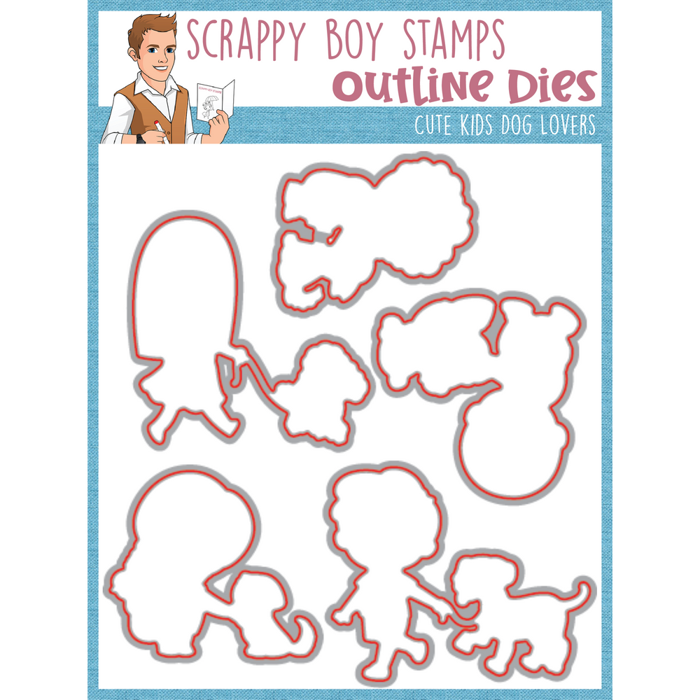 Outline Dies - Cute Kids Dog Lovers scrappyboystamps
