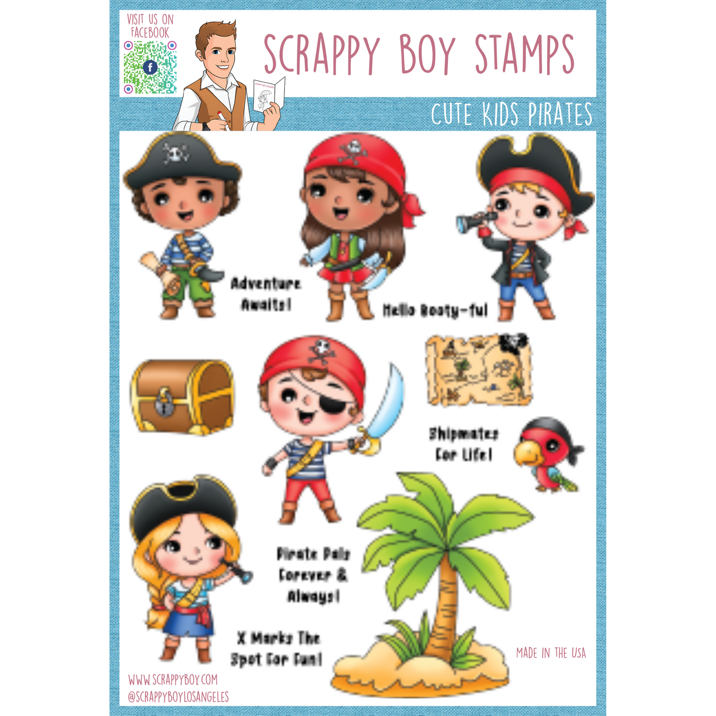 
                  
                    Cute Kids Pirates - 6x8 Stamp Set Scrappy Boy Stamps
                  
                