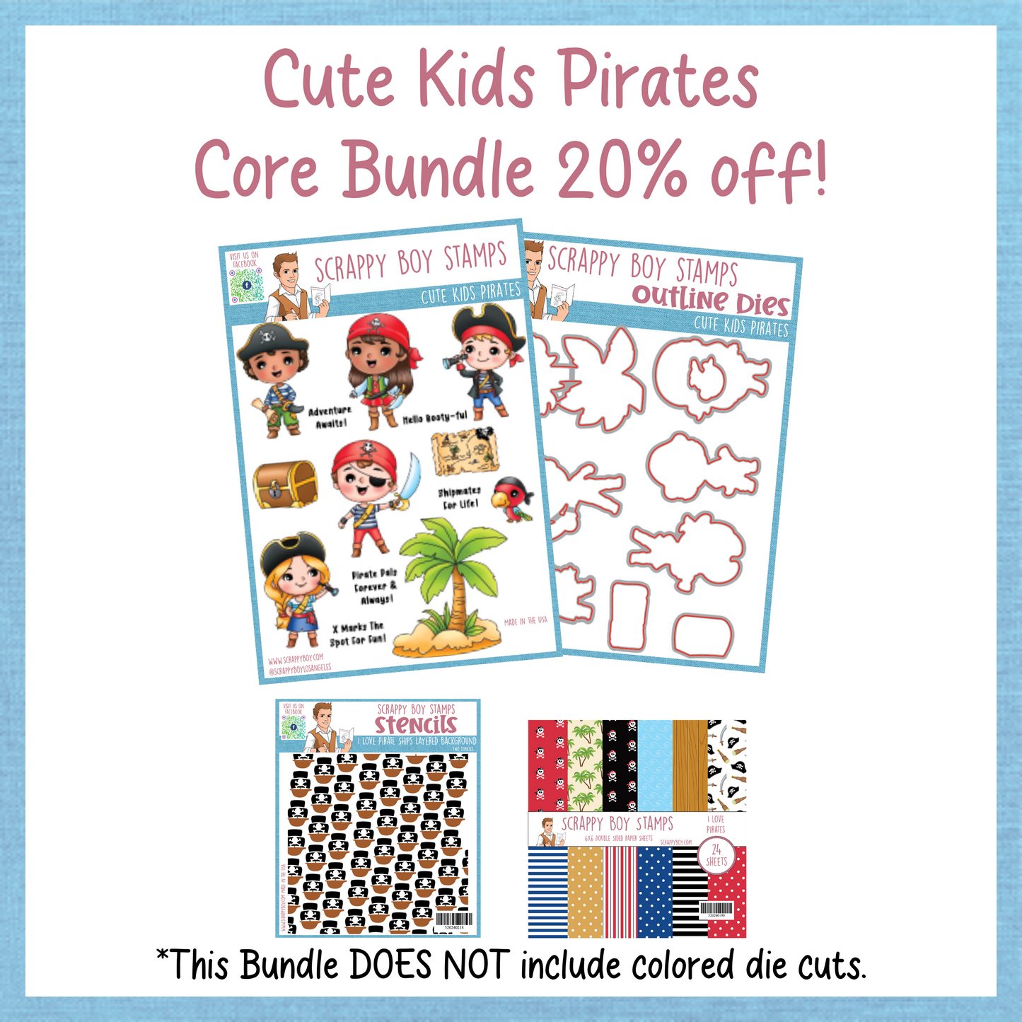 Core Bundle - Cute Kids Pirates Release Scrappy Boy Stamps