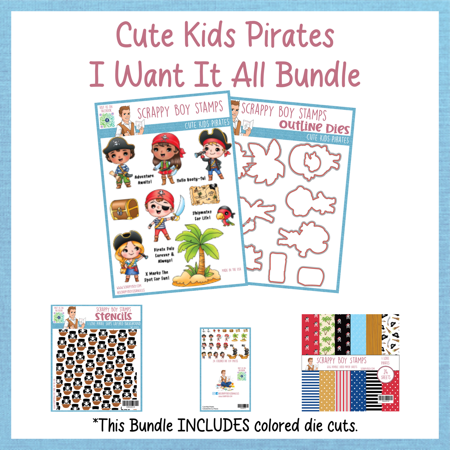 I Want It All Bundle - Cute Kids Pirates Release Scrappy Boy Stamps