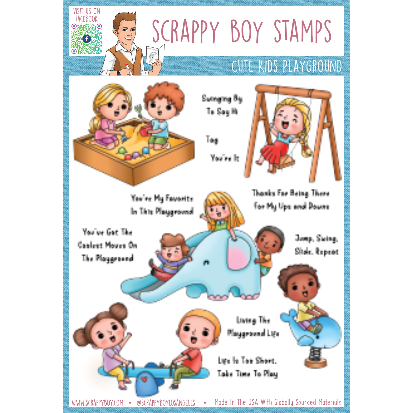 Cute Kids Playground - 6x8 Stamp Set Scrappy Boy Stamps