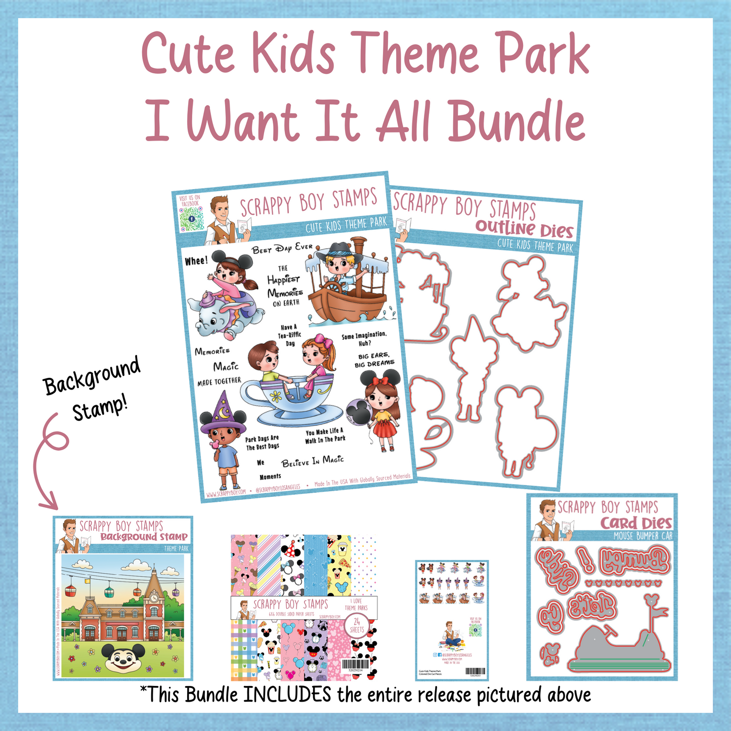 I Want It All Bundle - Cute Kids Theme Park Scrappy Boy Stamps
