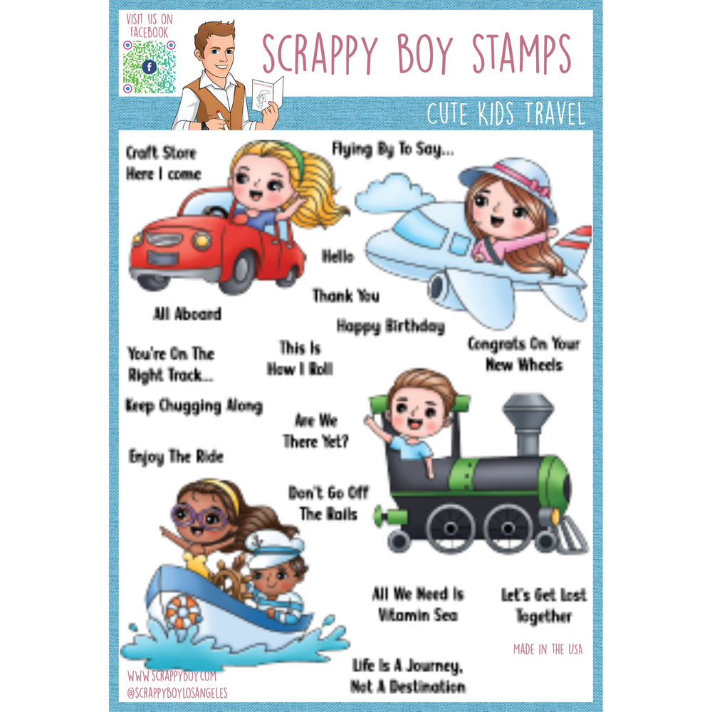 Cute Kids Travel - 6x8 Stamp Set Scrappy Boy Stamps