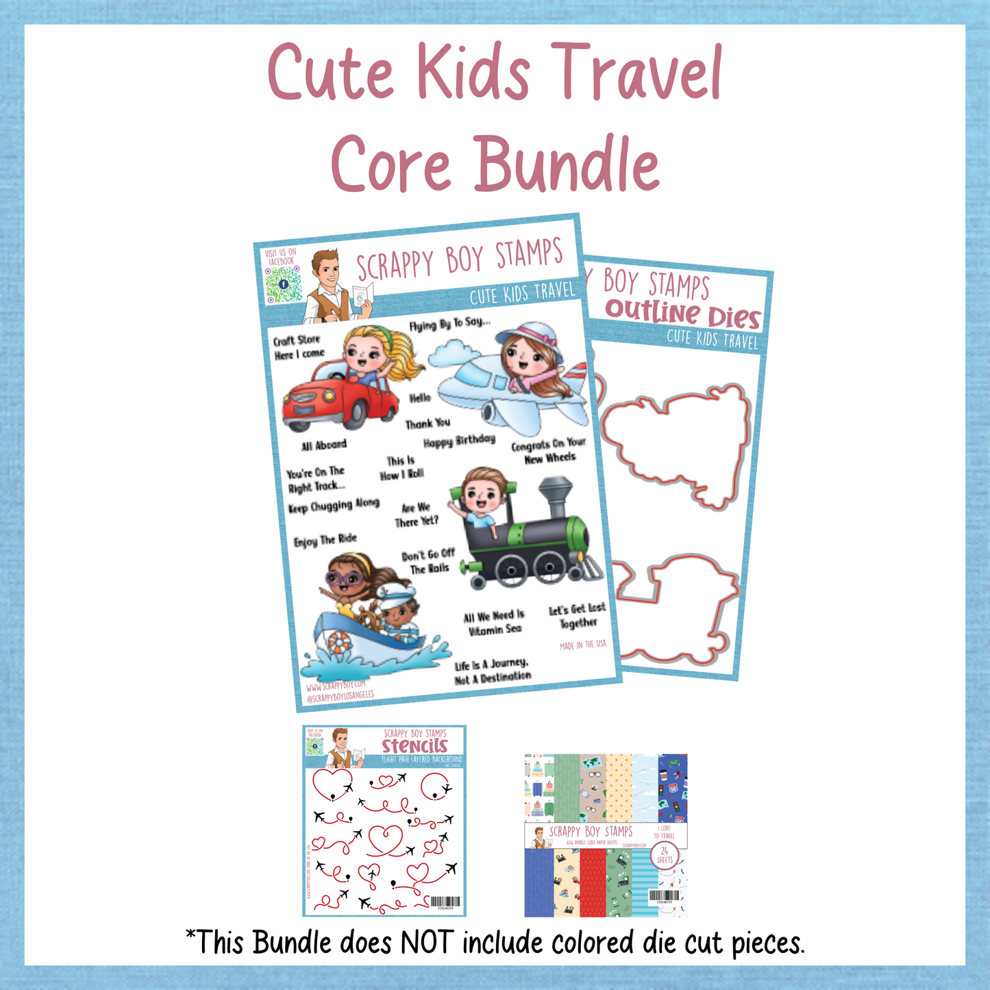 Core Bundle - Cute Kids Travel Release Scrappy Boy Stamps