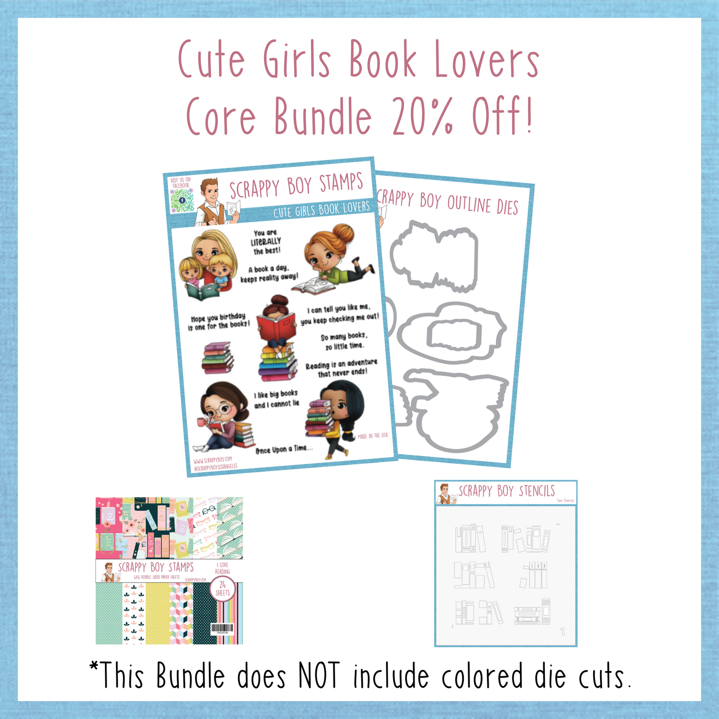 Core Bundle - Cute Girls Book Lovers Release scrappyboystamps