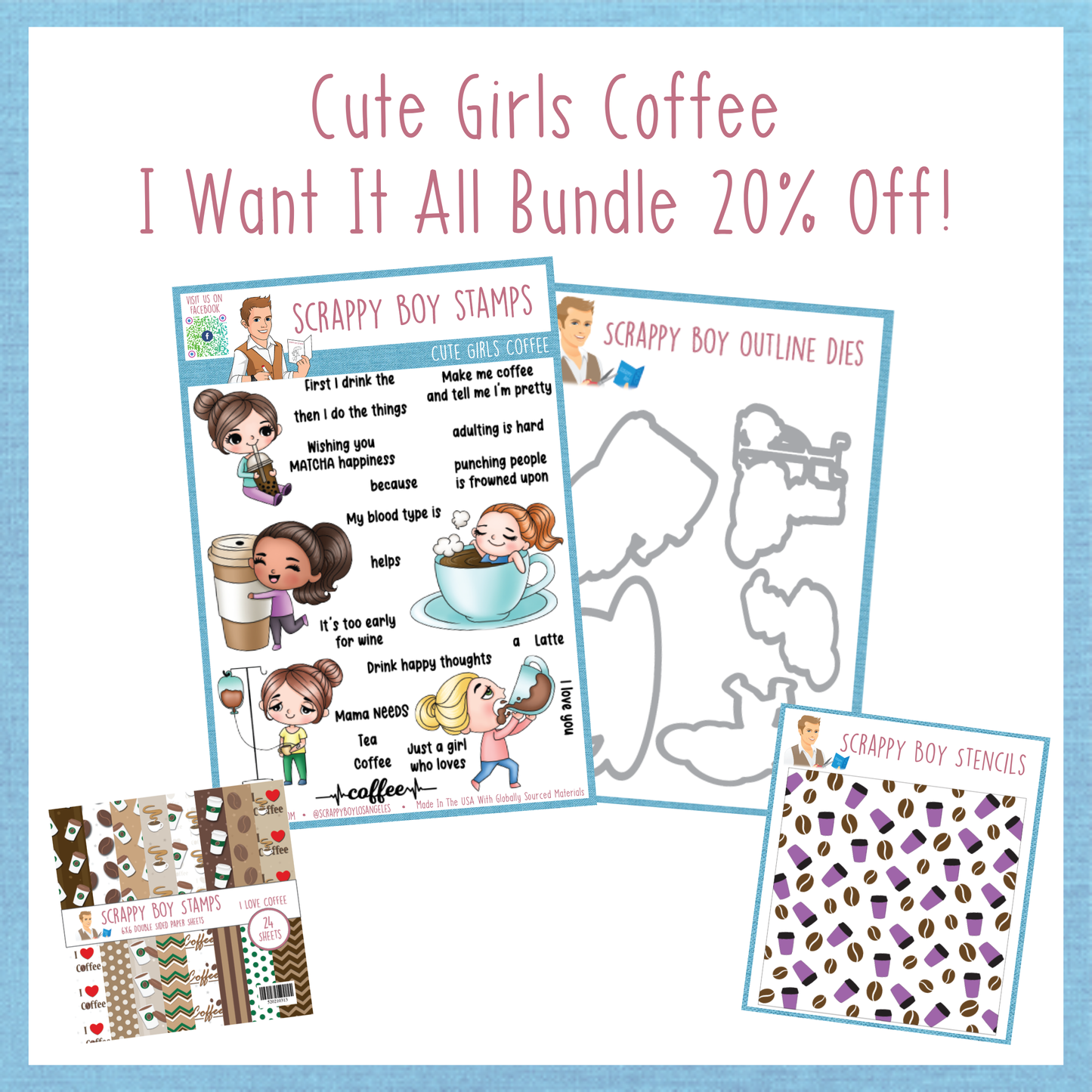 I Want It All Bundle - Cute Girls - Coffee scrappyboystamps