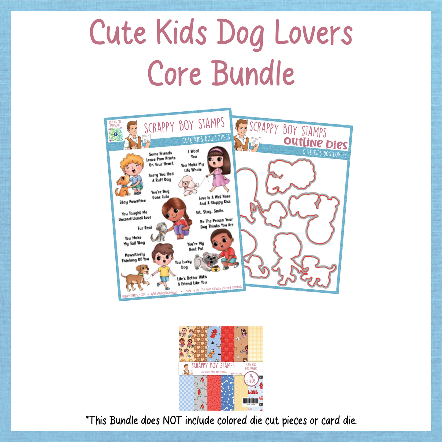 Core Bundle - Cute Kids Dog Lovers Scrappy Boy Stamps
