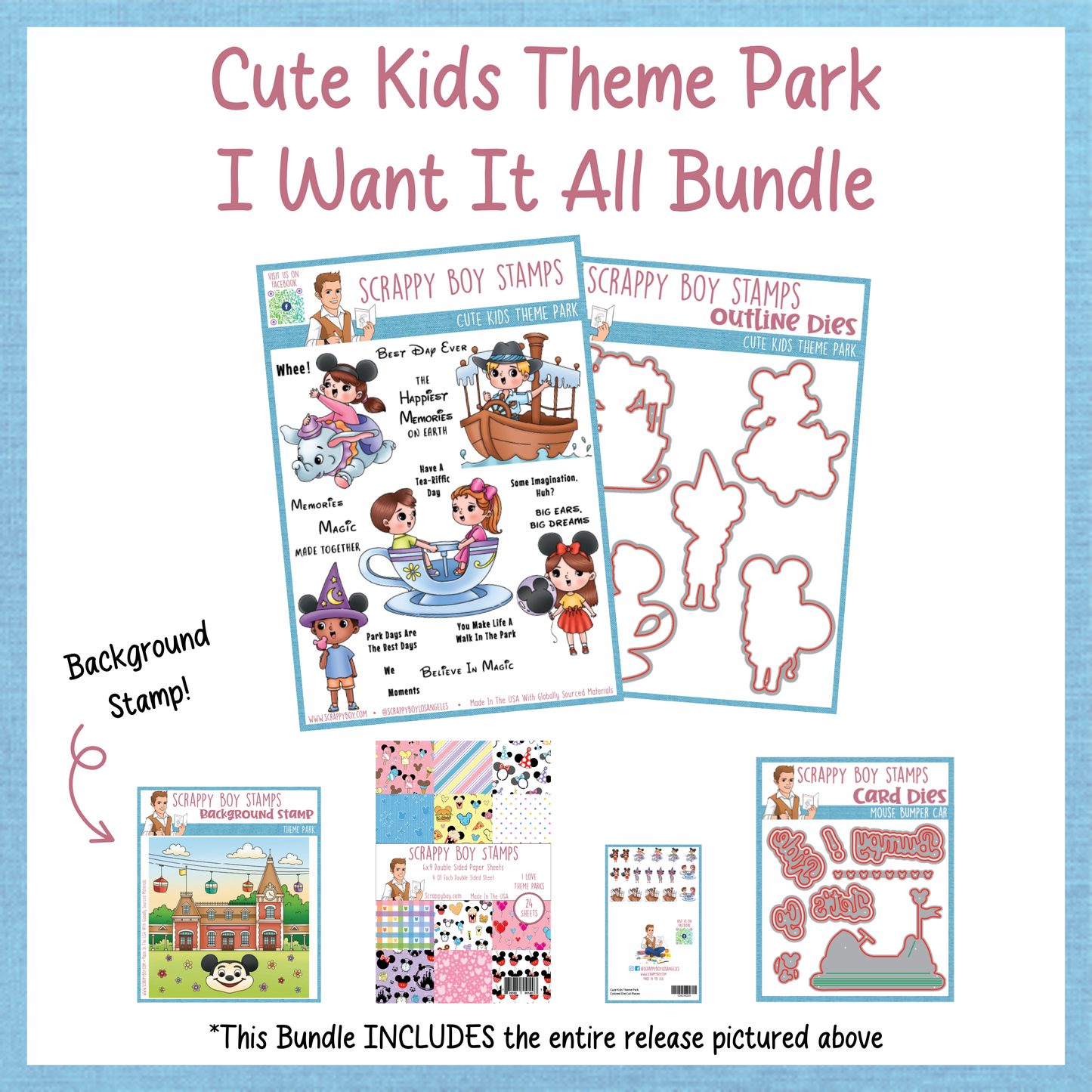 I Want It All Bundle - Cute Kids Theme Park Scrappy Boy Stamps