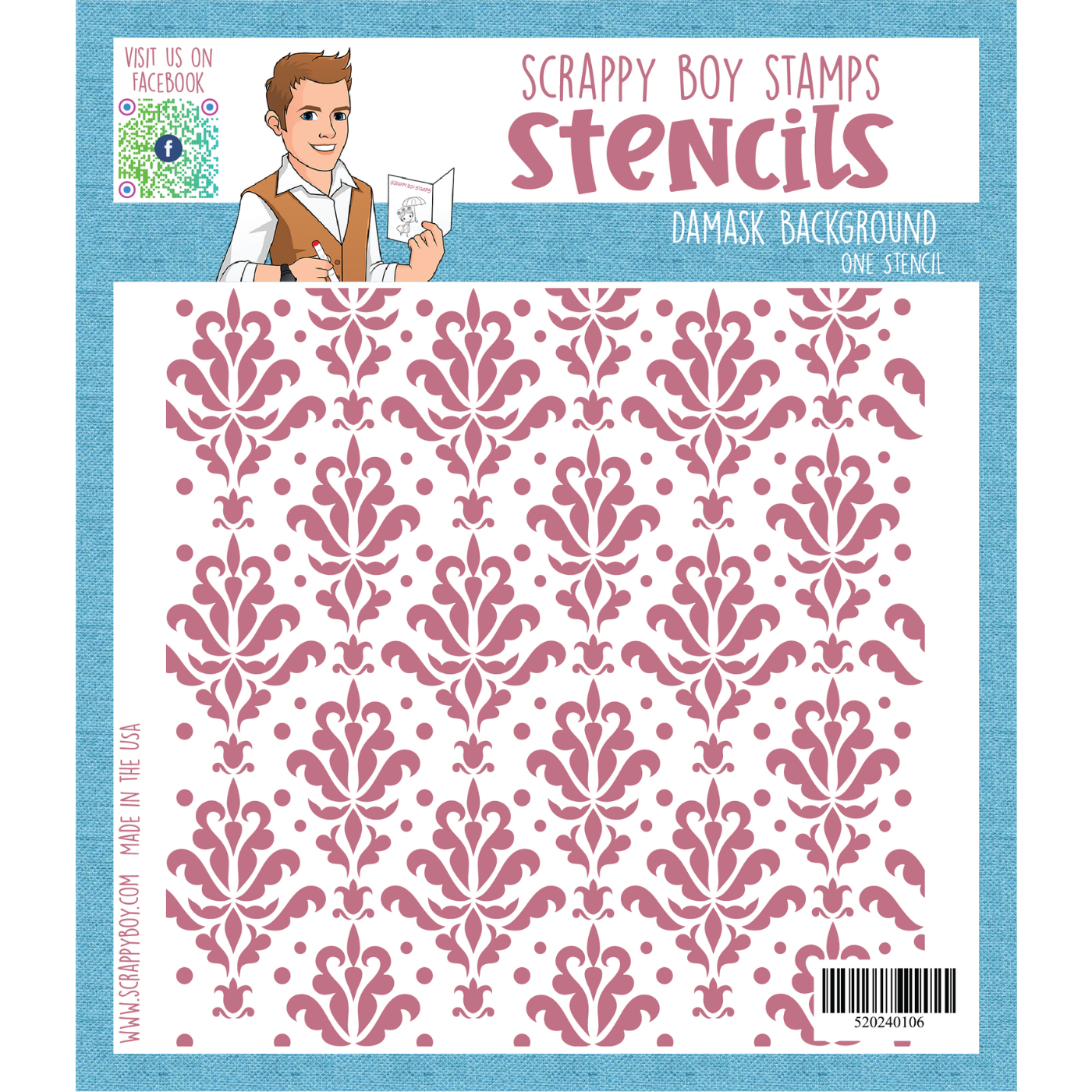Damask Background Stencil scrappyboystamps