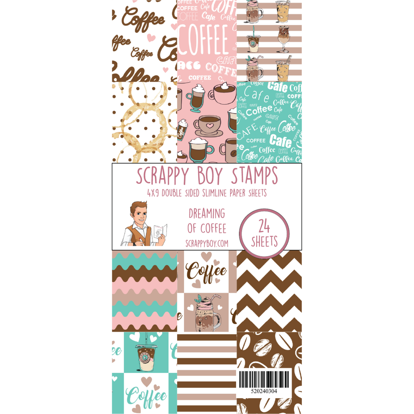 Dreaming of Coffee 4x9 Paper Pack scrappyboystamps