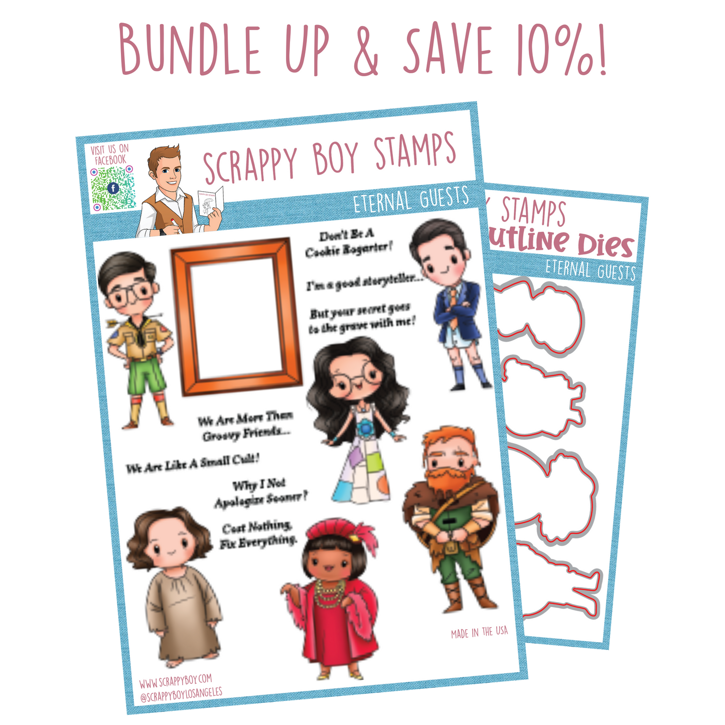 Bundle - Eternal Guests Stamp & Outline Dies scrappyboystamps
