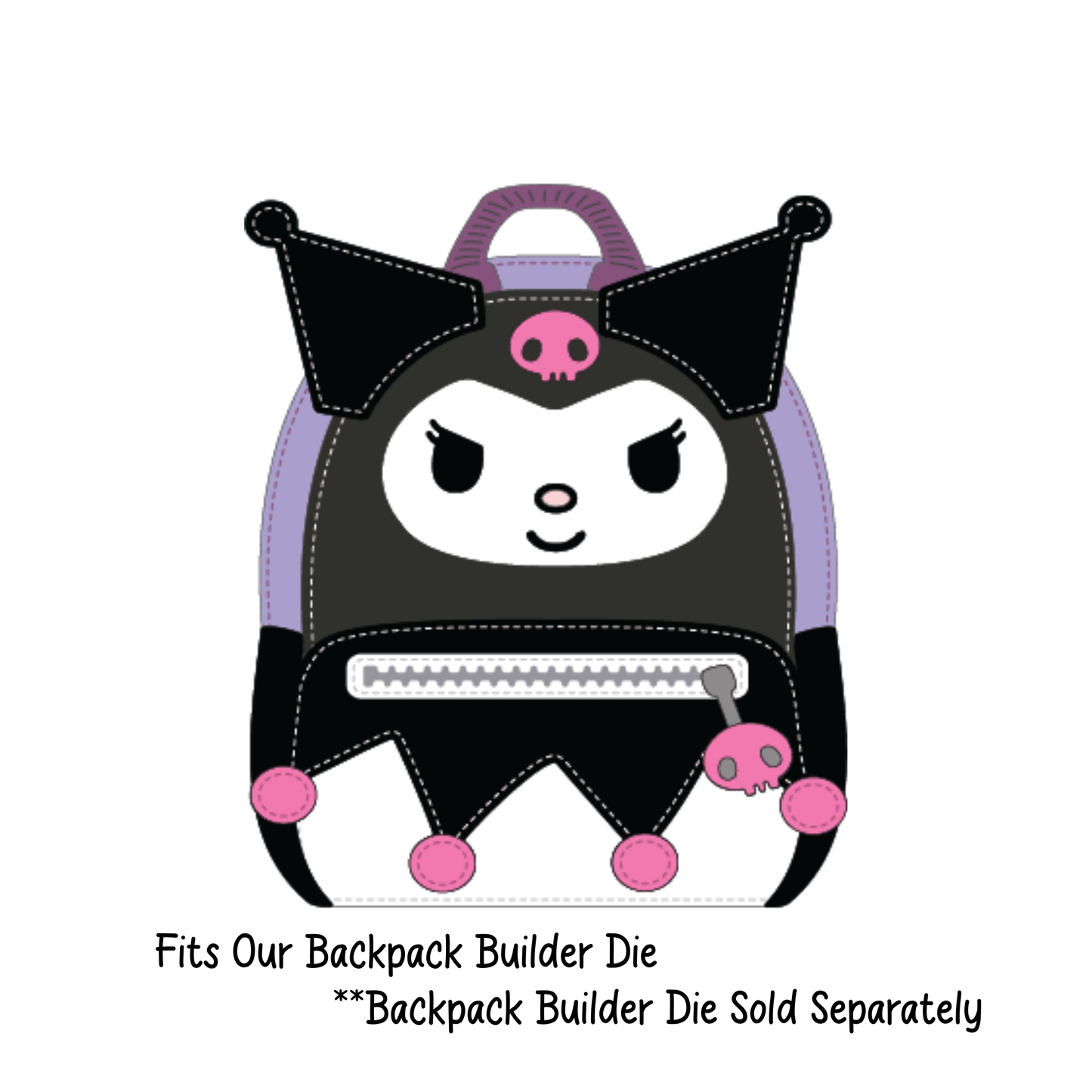 Backpack with evil bunny design on a white background