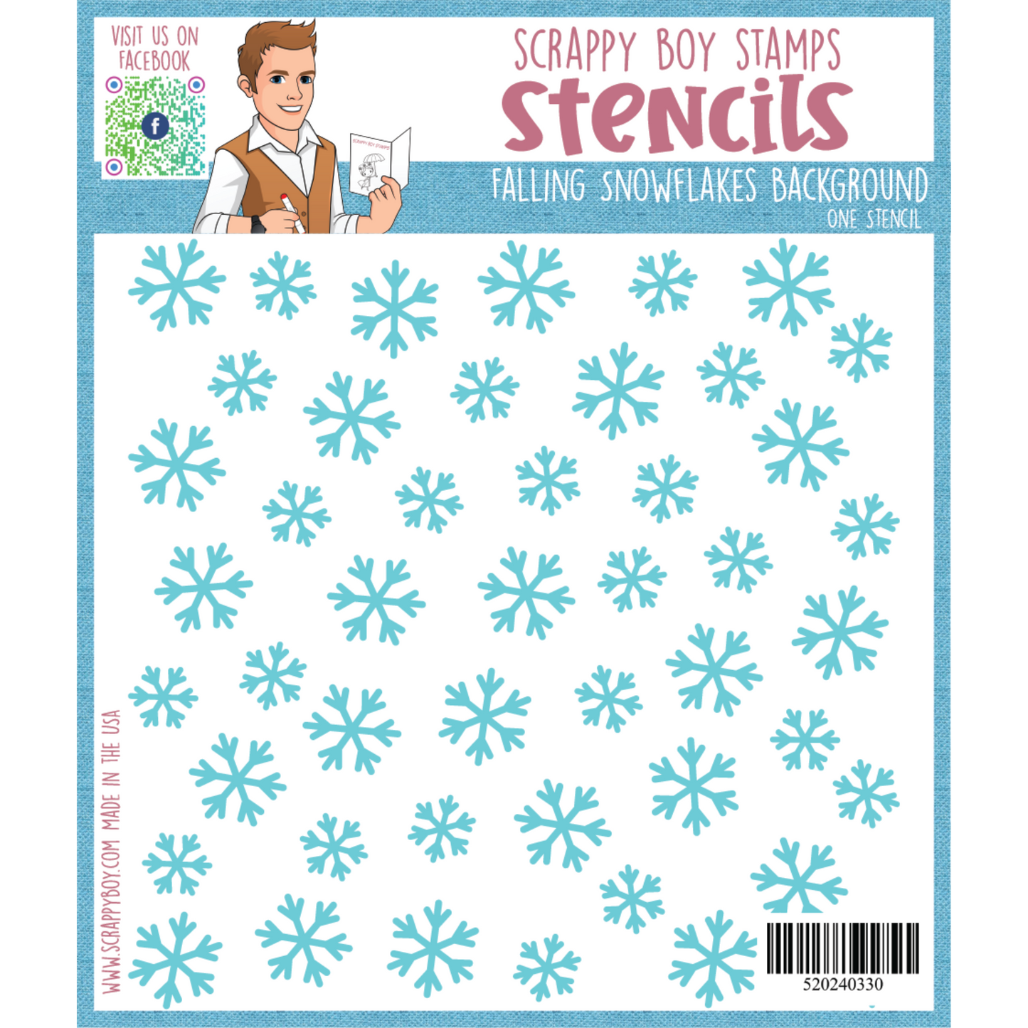 Falling Snowflakes Background Stencil scrappyboystamps