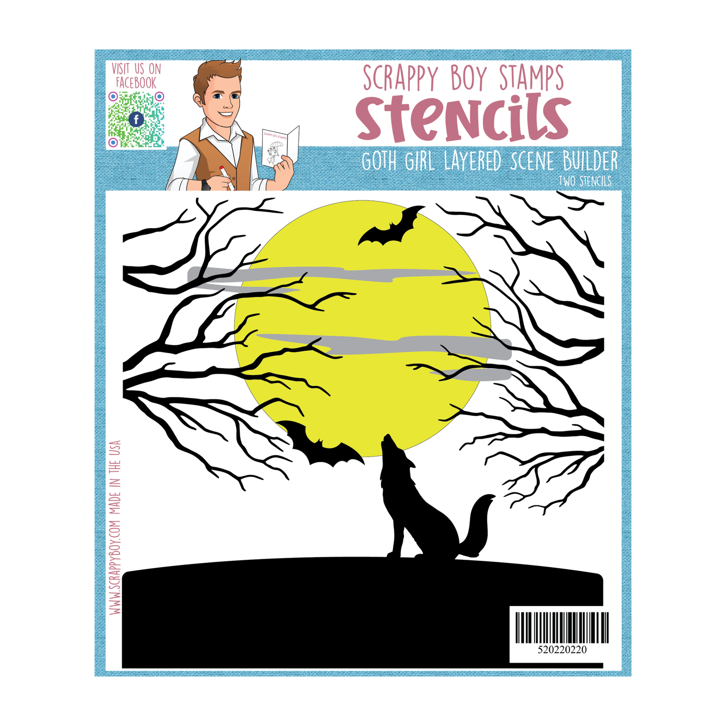 Goth Girl Layered Scene Builder Stencil scrappyboystamps