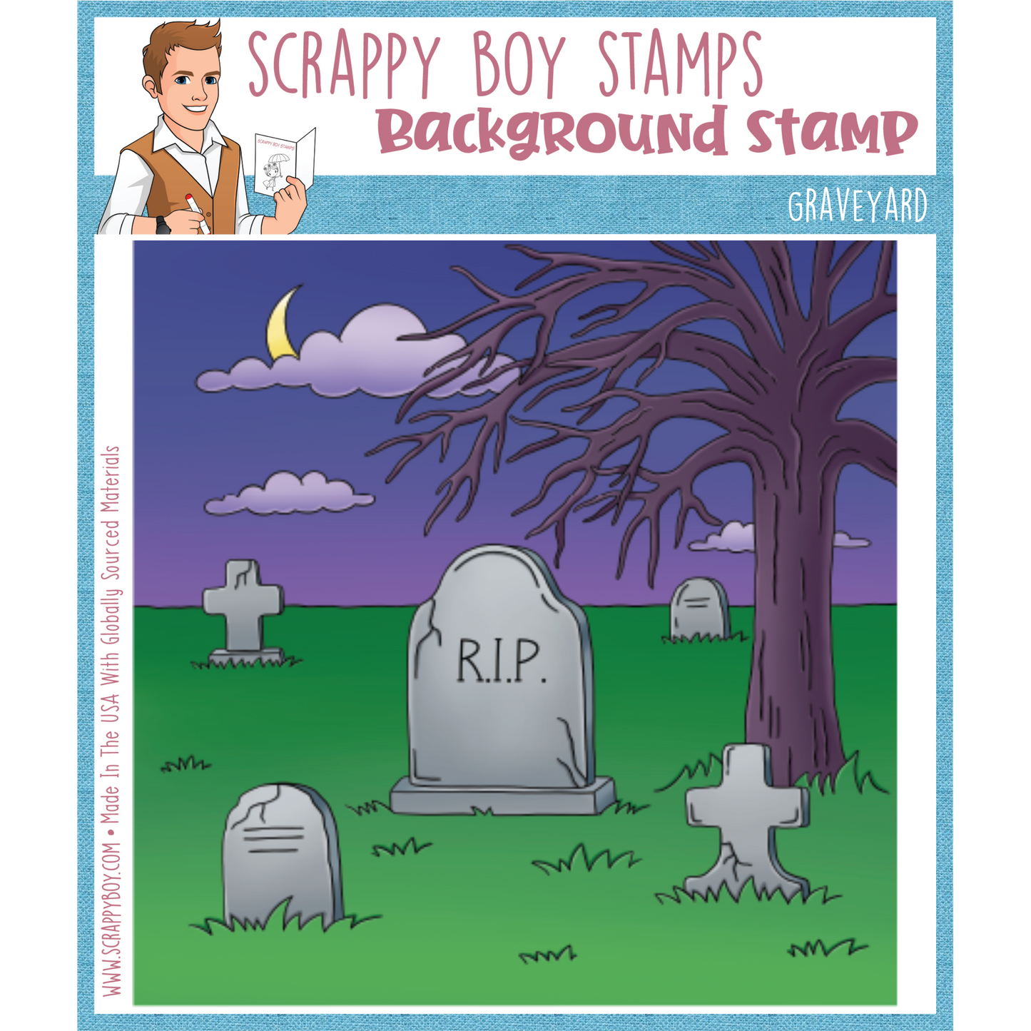 Graveyard Background 6x6 Stamp Scrappy Boy Stamps